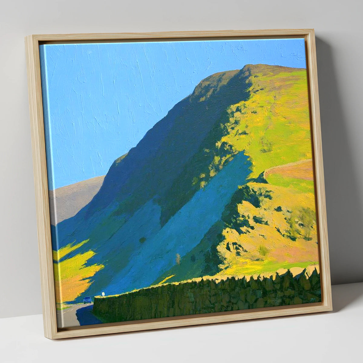 Steel Fell Ridge Bright Shadows lake district fell canvas wall art in natural frame