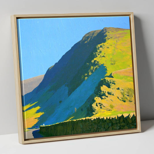 Steel Fell Ridge Bright Shadows lake district fell canvas wall art in natural frame