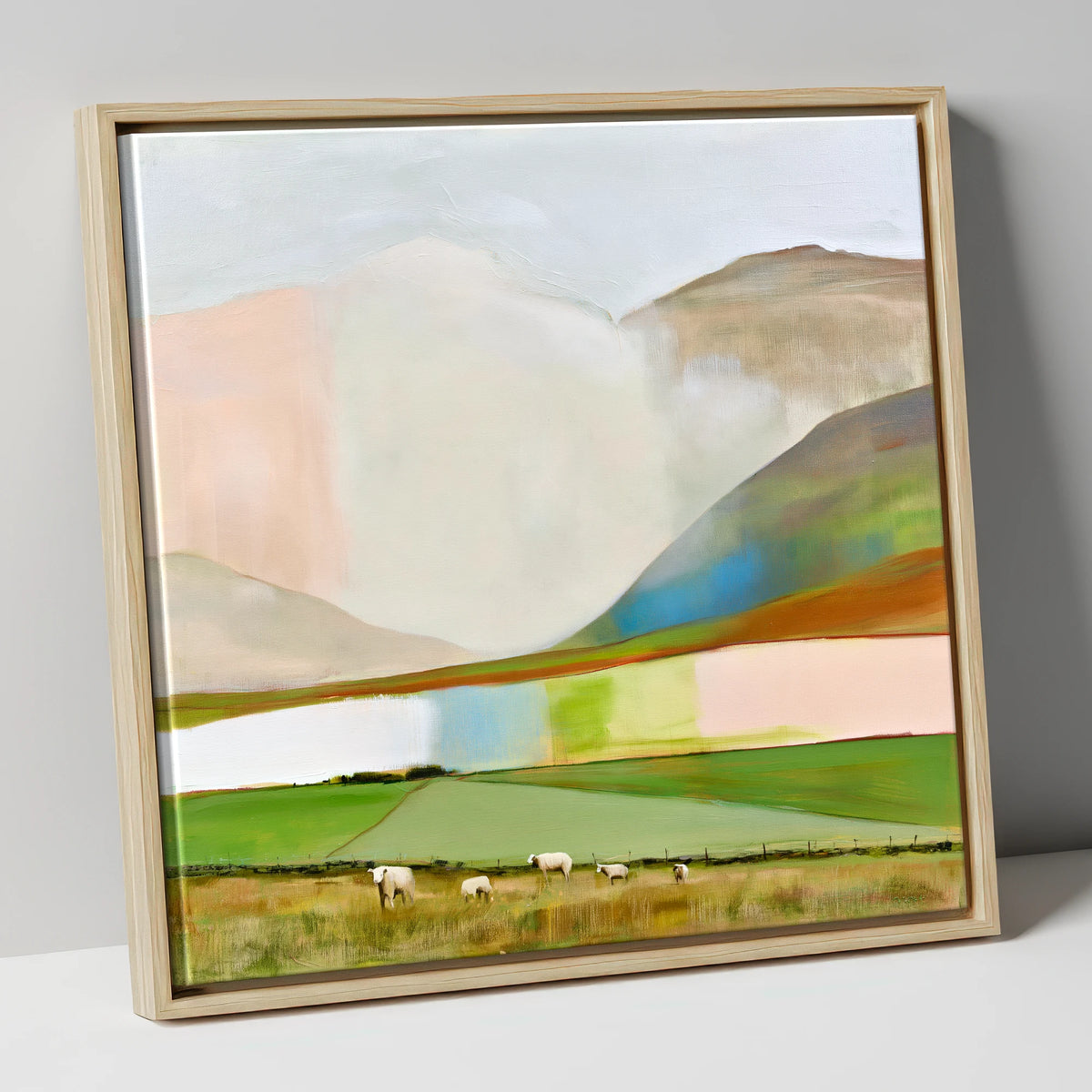 Pastel Storm Clouds Over Fells lake district sky canvas wall art in natural frame