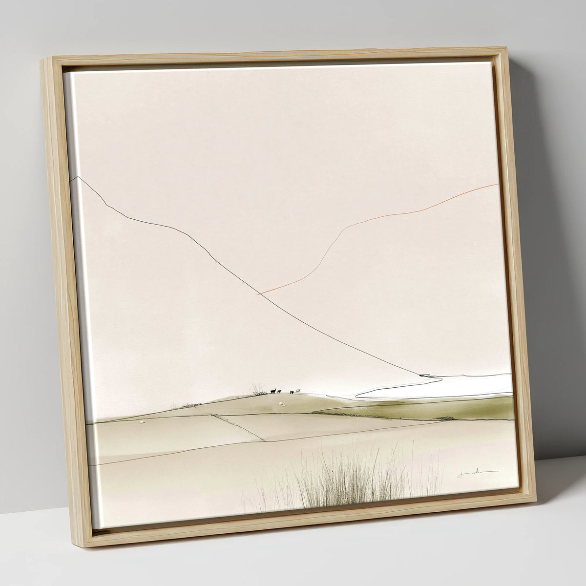 Minimalist Patchwork Fields in a Dale lake district valley canvas wall art in natural frame