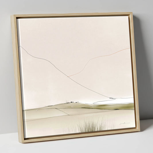 Minimalist Patchwork Fields in a Dale lake district valley canvas wall art in natural frame