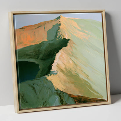 Apricot Light on Striding Edge lake district walking canvas wall art in natural frame