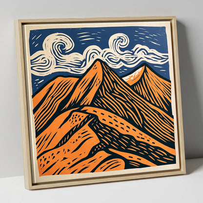 Striking Helvellyn Peaks in Terracotta lake district fell canvas wall art in natural frame