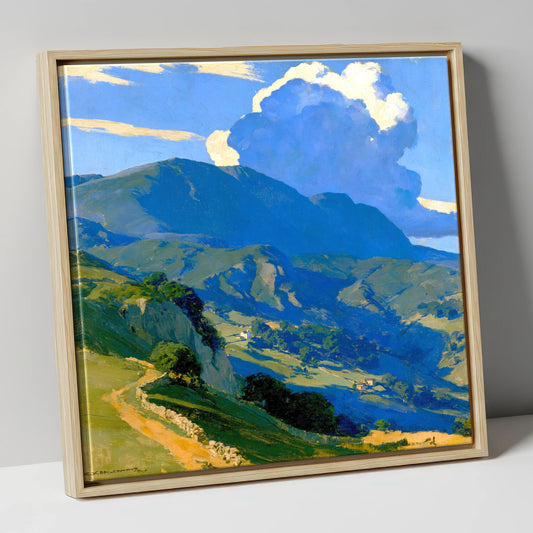 Rolling Fells Under Summer Clouds lake district fell canvas wall art in natural frame