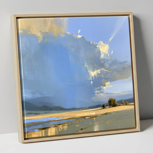 Luminous Storm Clouds Over Fells lake district sky canvas wall art in natural frame
