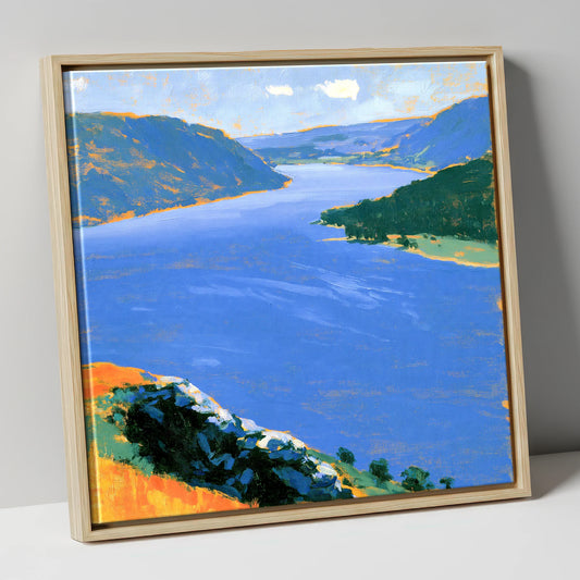 Vibrant Ullswater From Gowbarrow Fell lake district lake canvas wall art in natural frame