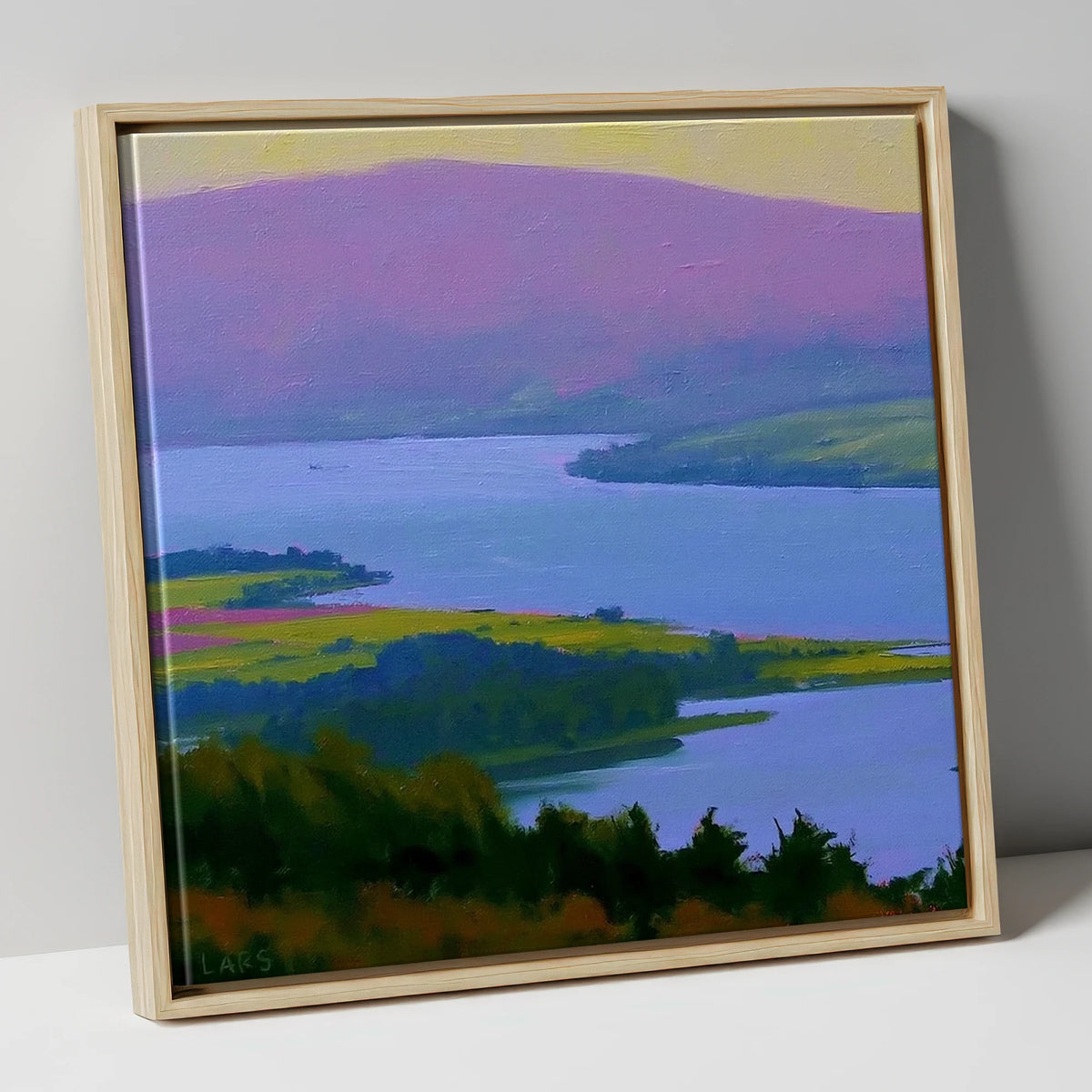 Vibrant Fells Above Bassenthwaite Lake lake district lake canvas wall art in natural frame