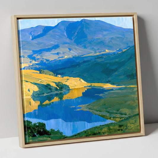 Golden Evening on the Fells lake district sky canvas wall art in natural frame