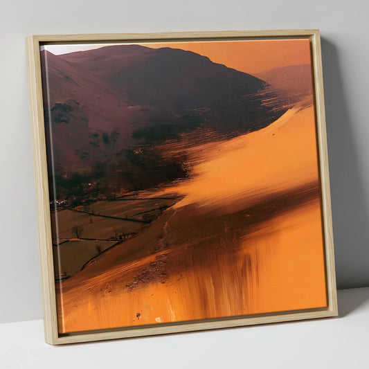 Amber Bracken Above Patterdale lake district village canvas wall art in natural frame