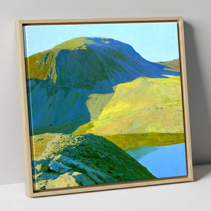 Vibrant Green Gable and Tarn lake district fell canvas wall art in natural frame