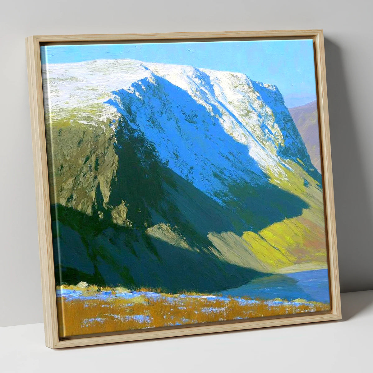 Winter Sunlight on Red Screes lake district fell canvas wall art in natural frame