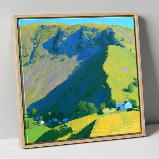Vibrant Shadows on Bonscale Pike lake district fell canvas wall art in natural frame