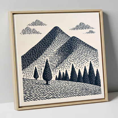 Midnight Blue Blencathra Peaks lake district fell canvas wall art in natural frame