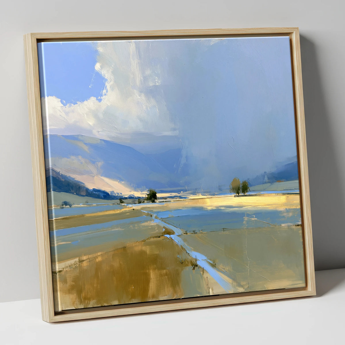 Storm Clouds Over Valley Fells lake district sky canvas wall art in natural frame