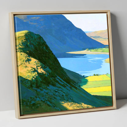 Sunlit Ridge of Rannerdale Knotts lake district fell canvas wall art in natural frame