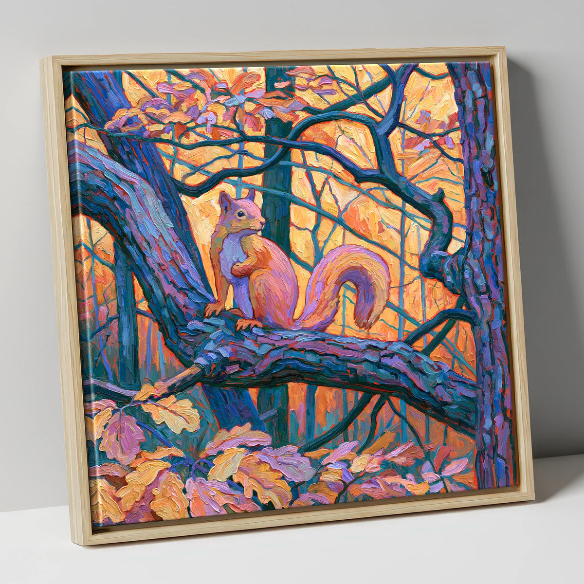 Lakeland Red Squirrel in Amber Light lake district wildlife canvas wall art in natural frame