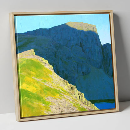 Sunlit Ridge Below Pillar Crags lake district fell canvas wall art in natural frame