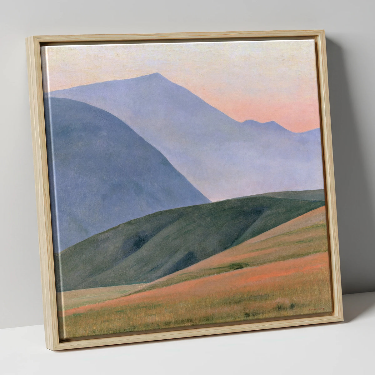 Rolling Fells in Pastel Light lake district fell canvas wall art in natural frame