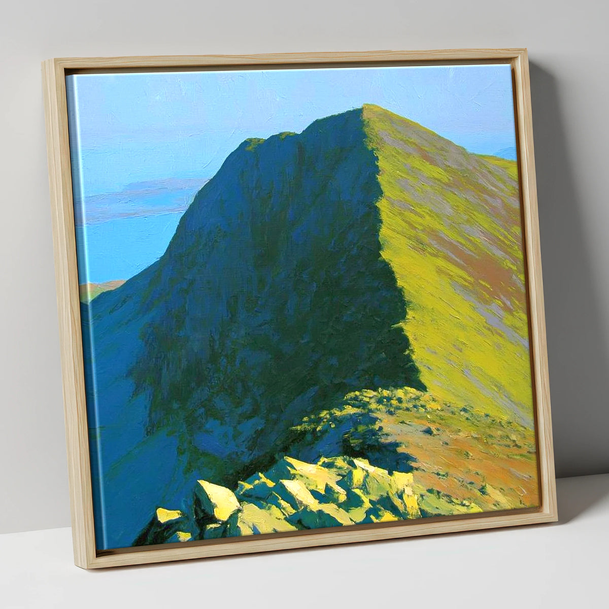Sunlit Red Pike Summit Ridge lake district fell canvas wall art in natural frame