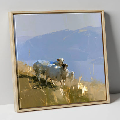 Herdwick Sheep on Golden Fells lake district wildlife canvas wall art in natural frame