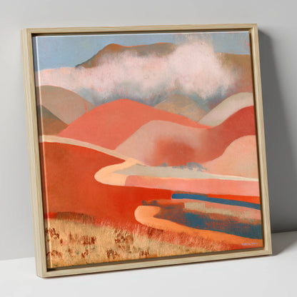 Terracotta Fells Under Cloud lake district fell canvas wall art in natural frame