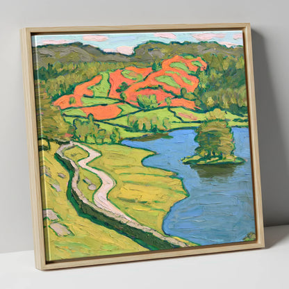 Vibrant Rydal Water Shore Path lake district lake canvas wall art in natural frame
