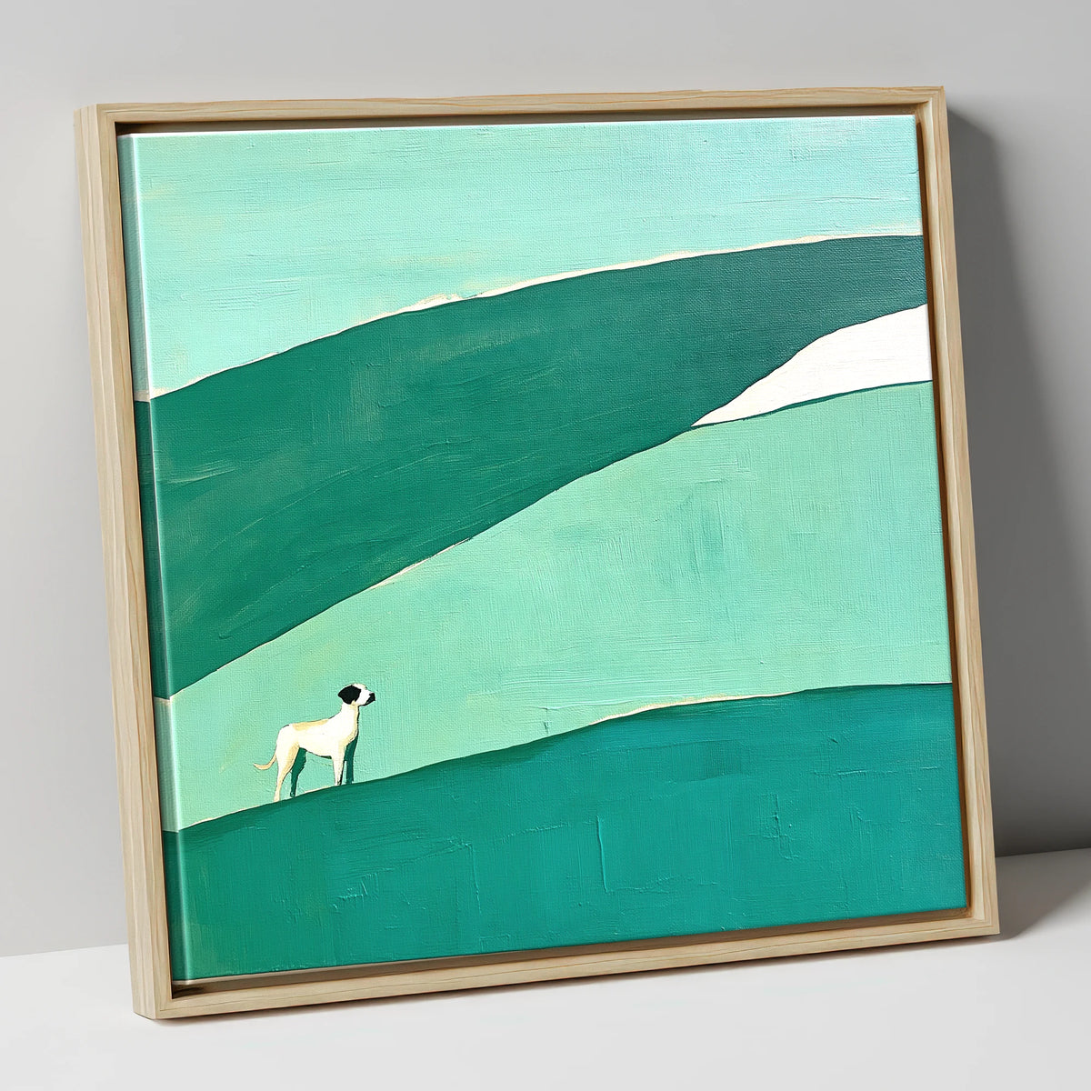 Minimalist Dog on Latrigg Summit gifts for dog walkers canvas wall art in natural frame
