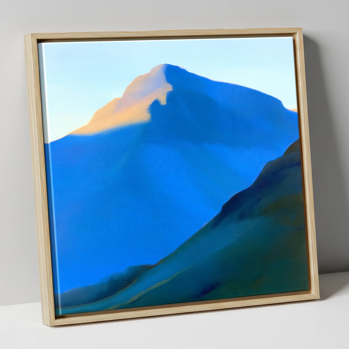 Great Gable in Bold Blue lake district fell canvas wall art in natural frame