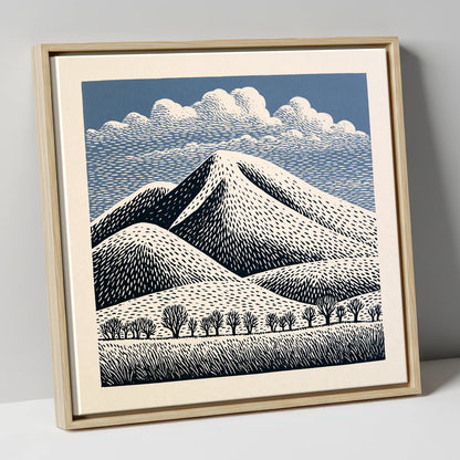 Skiddaw Mountain Beneath Patterned Clouds lake district fell canvas wall art in natural frame