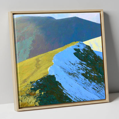 Snowy Ridge at Scar Crags lake district fell canvas wall art in natural frame
