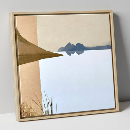 Slate Blue Loweswater Reflections lake district lake canvas wall art in natural frame