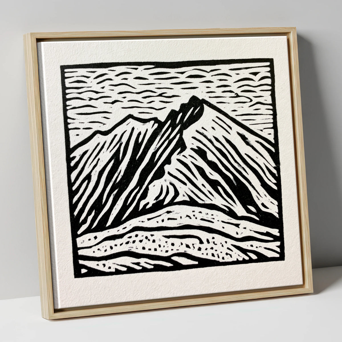 Monochrome Helvellyn Ridges lake district fell canvas wall art in natural frame