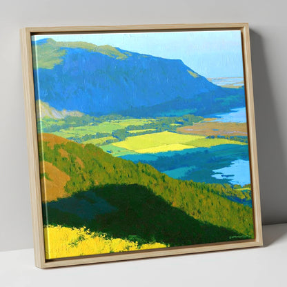 Ullock Pike Over Sunlit Fields lake district fell canvas wall art in natural frame