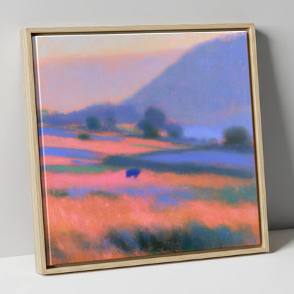 Pink Twilight in a Lakeland Dale lake district valley canvas wall art in natural frame