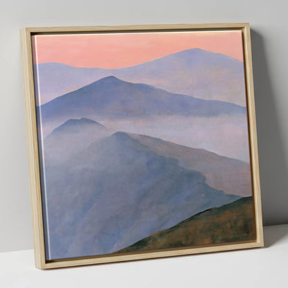 Misty Mountain Ridge in Pastel Light lake district fell canvas wall art in natural frame