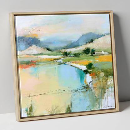 Golden Evening on the Fells lake district sky canvas wall art in natural frame