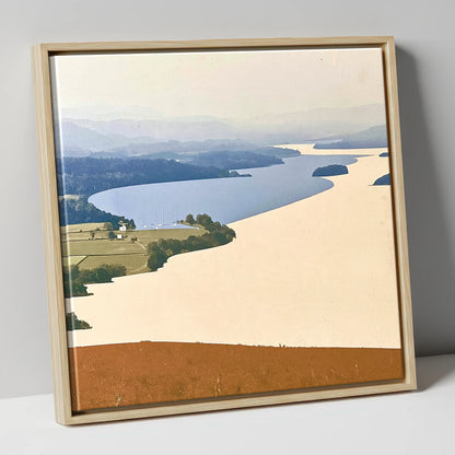 Slate Blue Windermere from Above lake district lake canvas wall art in natural frame