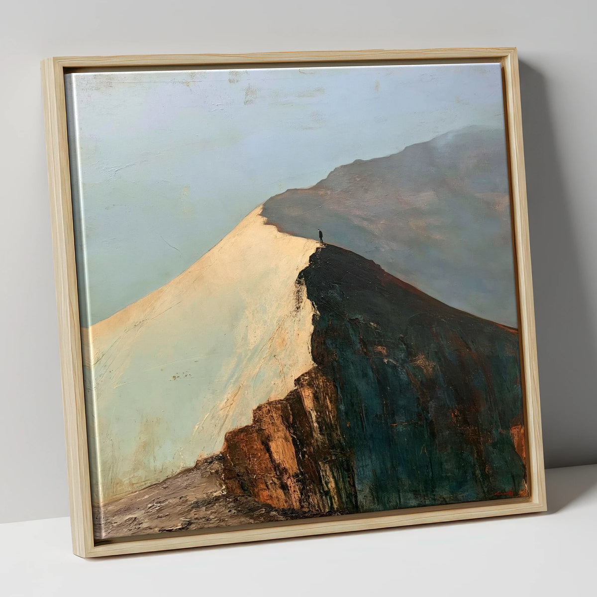 Golden Light on Striding Edge lake district walking canvas wall art in natural frame