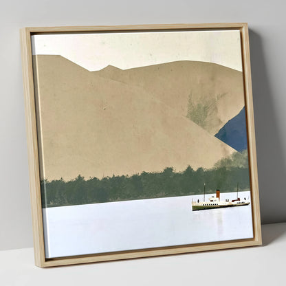 Ullswater Steamer Beneath Earthy Fells lake district lake canvas wall art in natural frame