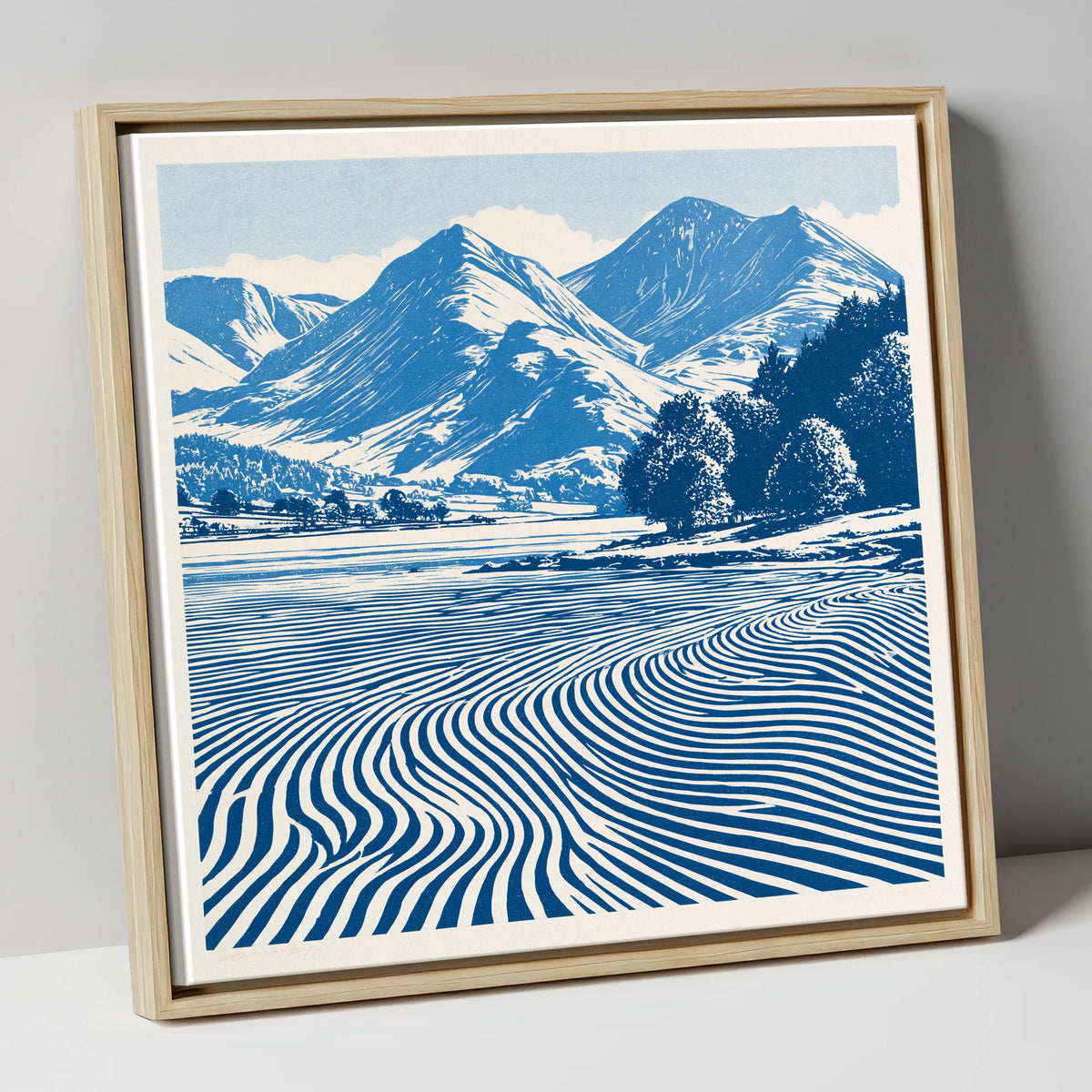 Ennerdale Water in Cobalt Blue lake district valley canvas wall art in natural frame