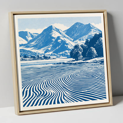 Ennerdale Water in Cobalt Blue lake district valley canvas wall art in natural frame