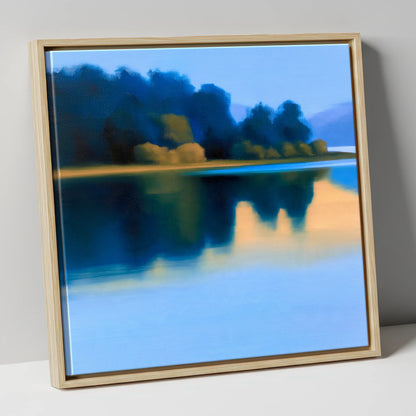 Deep Blue Lake Reflections lake district lake canvas wall art in natural frame
