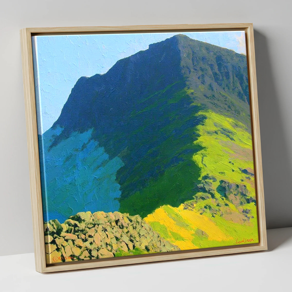 Blue Shadows on Haystacks Ridge lake district fell canvas wall art in natural frame