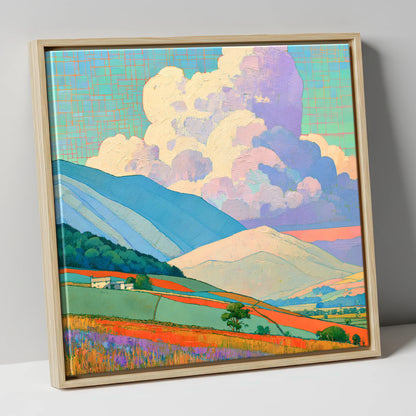 Vibrant Storm Clouds Over Fells lake district sky canvas wall art in natural frame