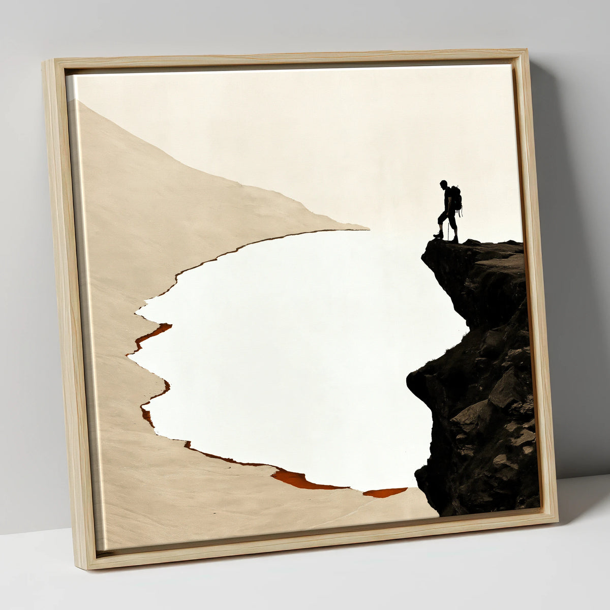 Helvellyn Edge Walker Silhouette lake district fell canvas wall art in natural frame