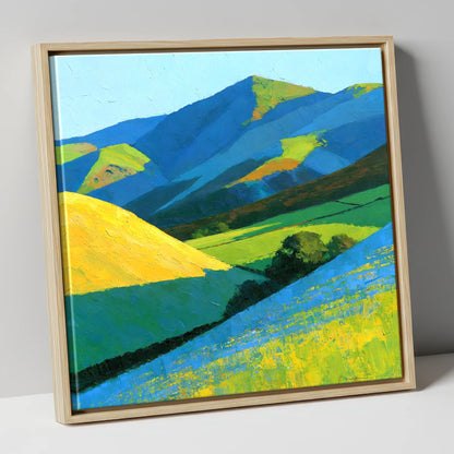Vibrant Sunlight on Lakeland Fells lake district sky canvas wall art in natural frame