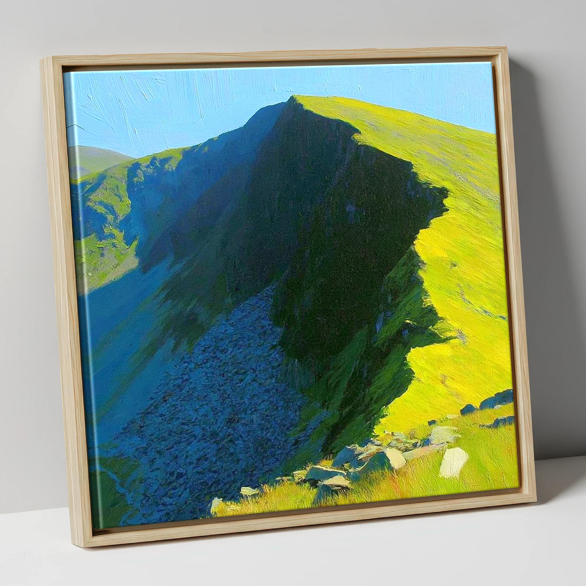 Radiant Light on Dollywaggon Pike lake district fell canvas wall art in natural frame