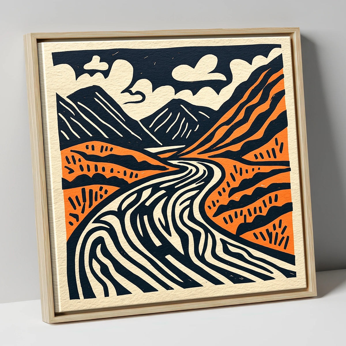 Bold Terracotta Kirkstone Pass lake district valley canvas wall art in natural frame
