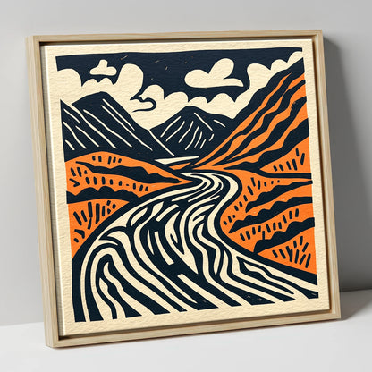Bold Terracotta Kirkstone Pass lake district valley canvas wall art in natural frame