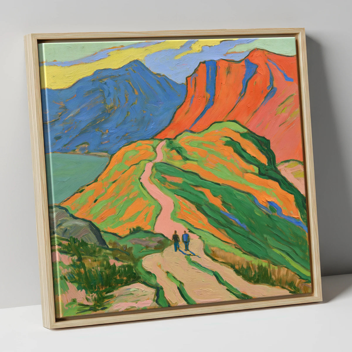 Bold Fells and Mountain Walkers lake district walking canvas wall art in natural frame